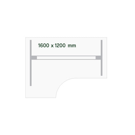 Hæve-sænkebord DNA, Hvid 1600x1200 mm Venstre 2-ben/Alugrå