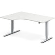 Ergoff Hæve-sænkebord DNA, Hvid 1600x1200mm Venstre 2-ben/Alugrå – Hæve/sænkeborde