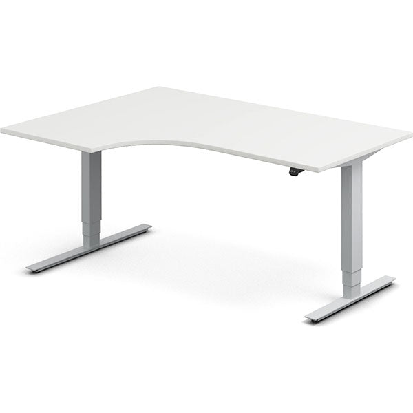 Ergoff Hæve-sænkebord DNA, Hvid 1600x1200mm Venstre 2-ben/Alugrå – Hæve/sænkeborde