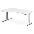 Ergoff Hæve-sænkebord DNA, Hvid 1800x1200mm Venstre 2-ben/Alugrå – Hæve-sænkeborde