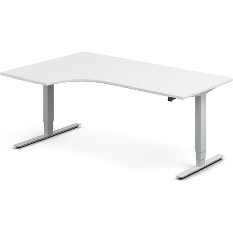 Ergoff Hæve-sænkebord DNA, Hvid 1800x1200mm Venstre 2-ben/Alugrå – Hæve-sænkeborde