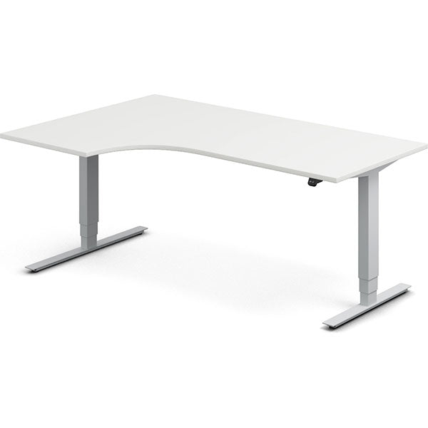 Ergoff Hæve-sænkebord DNA, Hvid 1800x1200mm Venstre 2-ben/Alugrå – Hæve-sænkeborde
