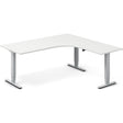 Ergoff Hæve-sænkebord DNA, Hvid 1800x1800mm Højre 3-ben/Alugrå – Hæve/sænkeborde