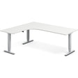 Ergoff Hæve-sænkebord DNA, Hvid 2000x1800mm Venstre 3-ben/Alugrå – Hæve-sænkeborde