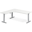 Ergoff Hæve-sænkebord DNA, Hvid 1800x1800mm Venstre 3-ben/Alugrå – Hæve/sænkeborde