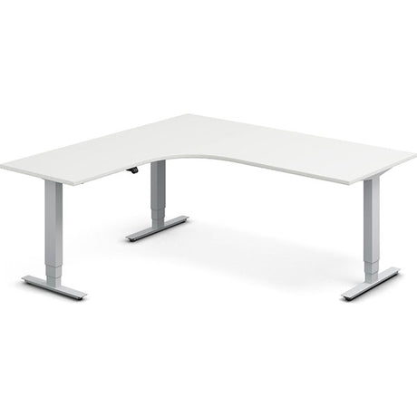 Hæve-sænkebord DNA, Hvid 1800x1800mm Venstre 3-ben/Alugrå