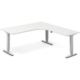 Hæve-sænkebord DNA, Hvid 1800x2000mm Højre 3-ben/Alugrå