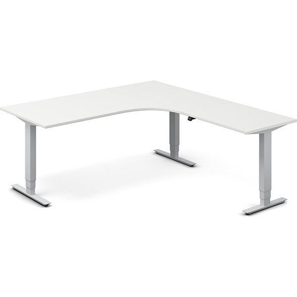 Ergoff Hæve-sænkebord DNA, Hvid 1800x2000mm Højre 3-ben/Alugrå – Hæve/sænkeborde