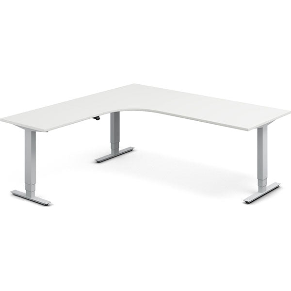 Hæve-sænkebord DNA, Hvid 2000x2000mm Venstre 3-ben/Alugrå – image 1