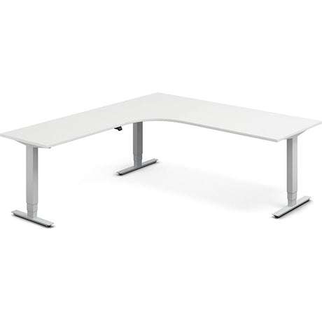 Hæve-sænkebord DNA, Hvid 2000x2200mm Venstre 3-ben/Alugrå