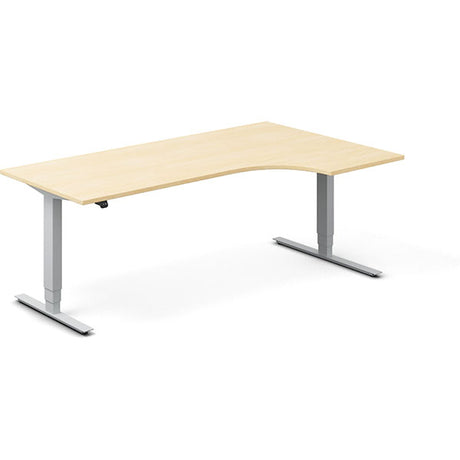 Ergoff Hæve-sænkebord DNA, Birk 2000x1200 mm Højre 2-ben/Alugrå – Hæve/sænkeborde