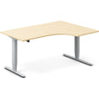 Ergoff Hæve-sænkebord DNA, Birk 1600x1200 mm Højre 2-ben/Alugrå – Hæve/sænkeborde
