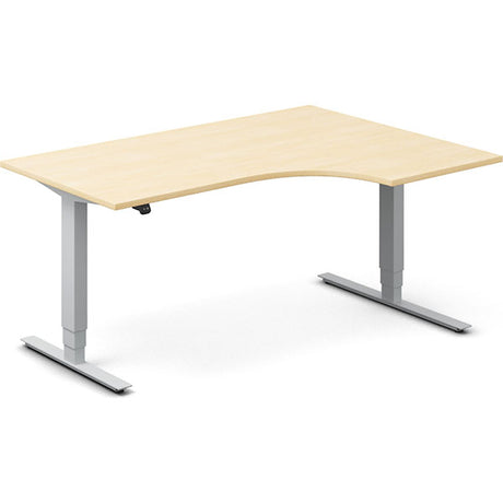 Ergoff Hæve-sænkebord DNA, Birk 1600x1200 mm Højre 2-ben/Alugrå – Hæve/sænkeborde