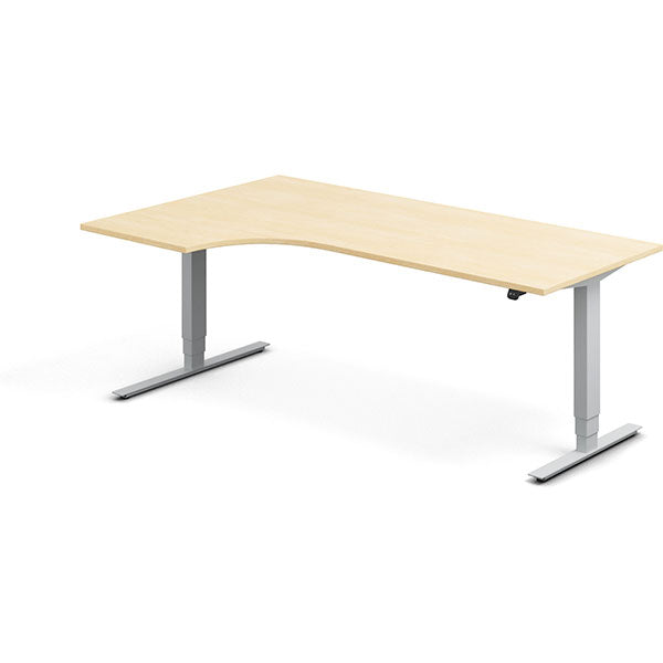 Ergoff Hæve-sænkebord DNA, Birk 2000x1200 mm Venstre 2-ben/Alugrå – Hæve/sænkeborde