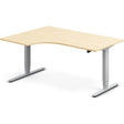 Ergoff Hæve-sænkebord DNA, Birk 1600x1200 mm Venstre 2-ben/Alugrå – Hæve/sænkeborde