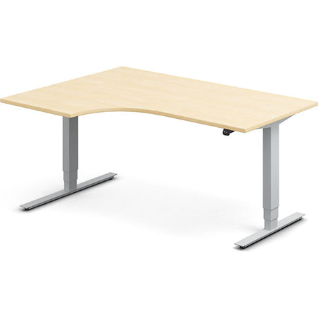 Ergoff Hæve-sænkebord DNA, Birk 1600x1200 mm Venstre 2-ben/Alugrå – Hæve/sænkeborde