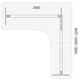Hæve-sænkebord DNA, Birk 2000x1800 mm Højre 3-ben/Alugrå