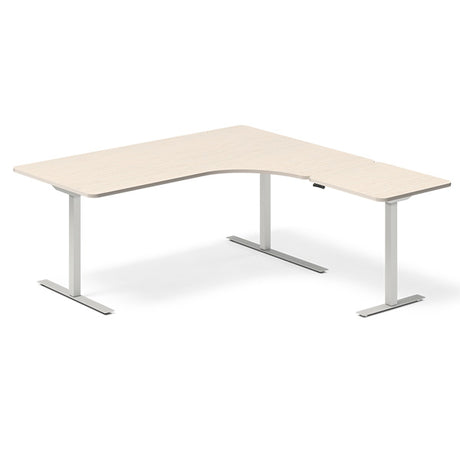 Hæve-sænkebord DNA, Birk 1800x1800 mm Højre 3-ben/Alugrå