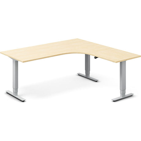 Ergoff Hæve-sænkebord DNA, Birk 1800x1800 mm Højre 3-ben/Alugrå – Hæve/sænkeborde