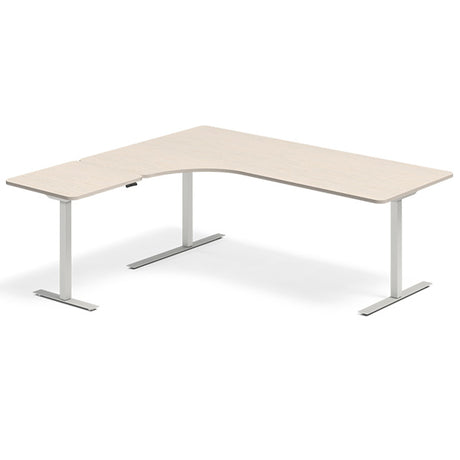 Hæve-sænkebord DNA, Birk 2000x1800 mm Venstre 3-ben/Alugrå