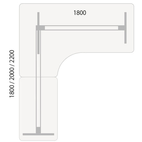 Hæve-sænkebord DNA, Birk 1800x1800 mm Venstre 3-ben/Alugrå