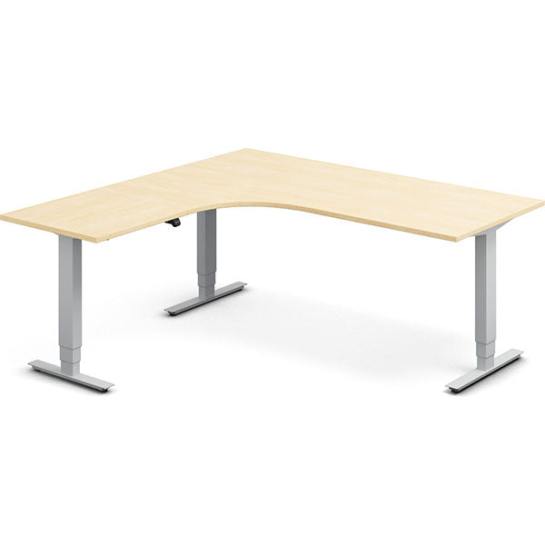 Ergoff Hæve-sænkebord DNA, Birk 1800x1800 mm Venstre 3-ben/Alugrå – Hæve-sænkeborde