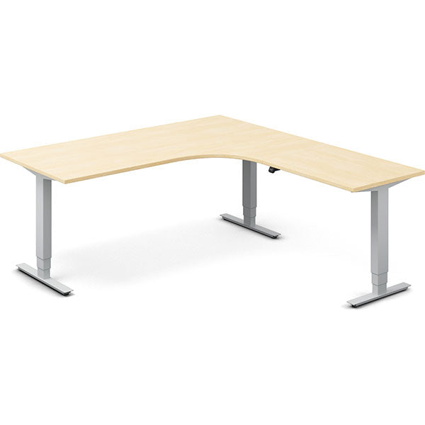 Ergoff Hæve-sænkebord DNA, Birk 1800x2000 mm Højre 3-ben/Alugrå – Hæve/sænkeborde