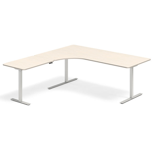 Hæve-sænkebord DNA, Birk 2000x2000 mm Venstre 3-ben/Alugrå