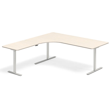 Hæve-sænkebord DNA, Birk 2000x2000 mm Venstre 3-ben/Alugrå