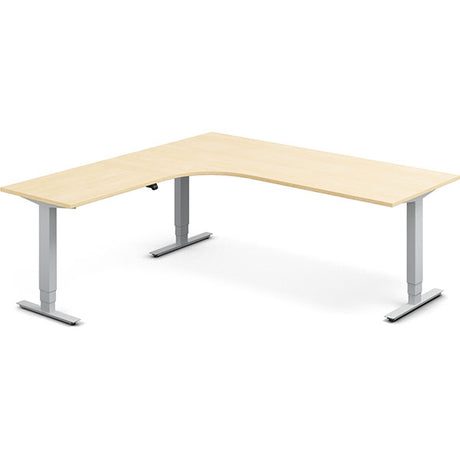 Hæve-sænkebord DNA, Birk 2000x2000 mm Venstre 3-ben/Alugrå