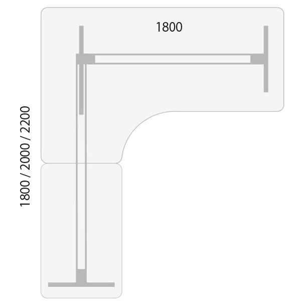 Hæve-sænkebord DNA, Birk 1800x2000 mm Venstre 3-ben/Alugrå