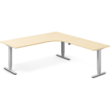 Ergoff Hæve-sænkebord DNA, Birk 2000x2200 mm Højre 3-ben/Alugrå – Hæve/sænkeborde