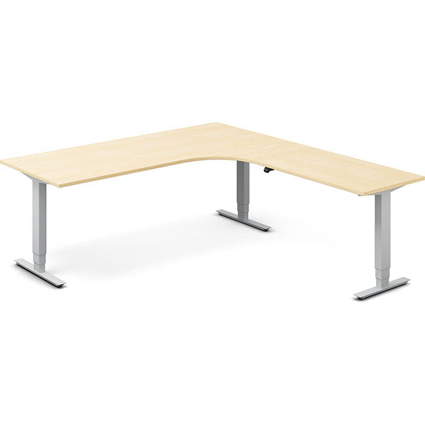 Ergoff Hæve-sænkebord DNA, Birk 2000x2200 mm Højre 3-ben/Alugrå – Hæve/sænkeborde