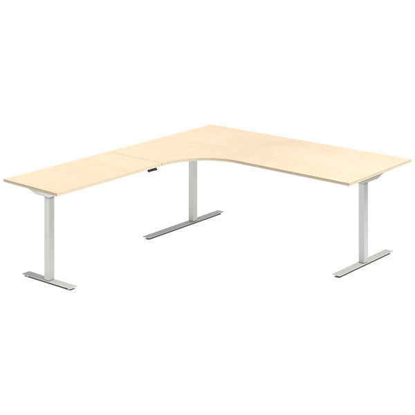 Hæve-sænkebord DNA, Birk 2000x2200 mm Venstre 3-ben/Alugrå