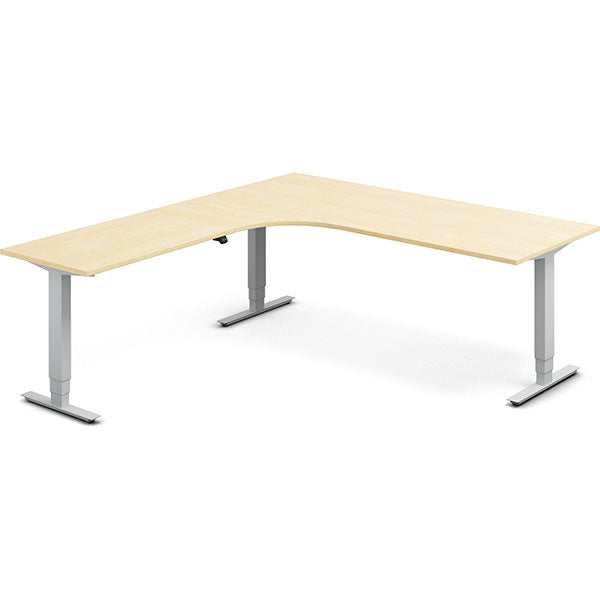 Ergoff Hæve-sænkebord DNA, Birk 2000x2200 mm Venstre 3-ben/Alugrå – Hæve/sænkeborde
