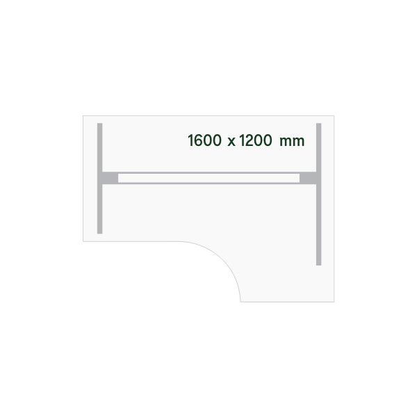 Hæve-sænkebord DNA, Hvid 1600x1200 mm Højre 2-ben/Hvid