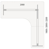 Hæve-sænkebord DNA, Hvid 2000x1800 mm Højre 3-ben/Hvid