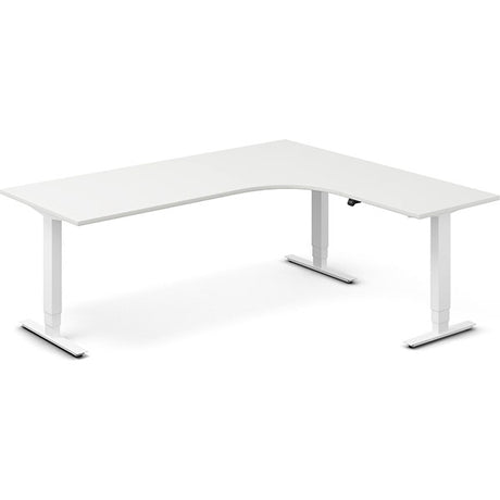 Ergoff Hæve-sænkebord DNA, Hvid 2000x1800mm Højre 3-ben/Hvid – Hæve/sænkeborde
