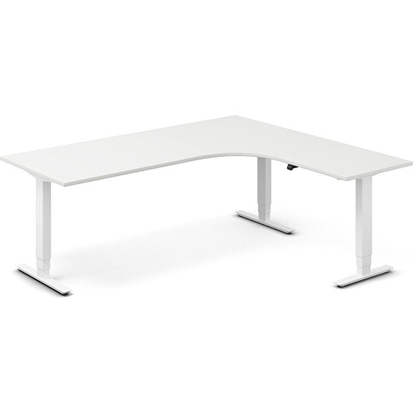 Ergoff Hæve-sænkebord DNA, Hvid 2000x1800mm Højre 3-ben/Hvid – Hæve/sænkeborde