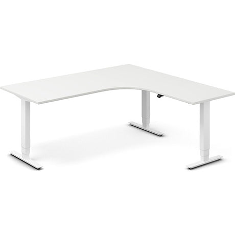 Ergoff Hæve-sænkebord DNA, Hvid 1800x1800mm Højre 3-ben/Hvid – Hæve/sænkeborde