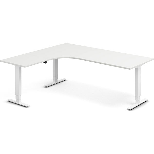 Ergoff Hæve-sænkebord DNA, Hvid 2000x1800mm Venstre 3-ben/Hvid – Hæve/sænkeborde