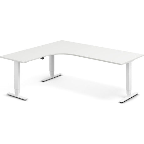 Ergoff Hæve-sænkebord DNA, Hvid 2000x1800mm Venstre 3-ben/Hvid – Hæve/sænkeborde