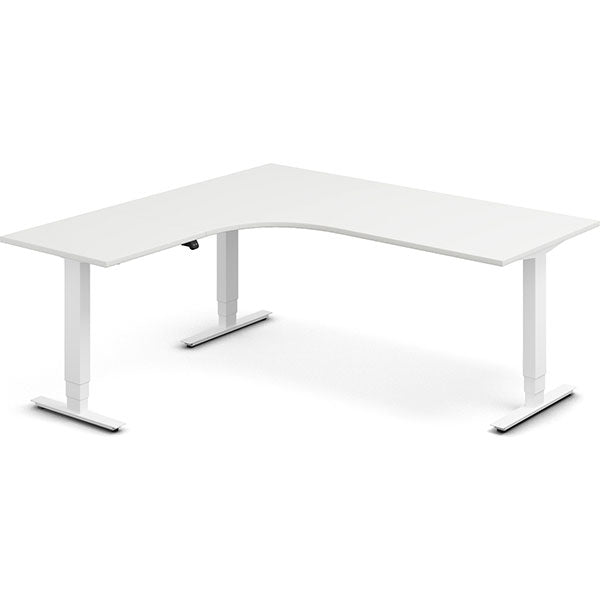 Ergoff Hæve-sænkebord DNA, Hvid 1800x1800mm Venstre 3-ben/Hvid – Hæve/sænkeborde