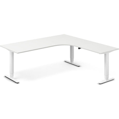 Ergoff Hæve-sænkebord DNA, Hvid 2000x2000mm Højre 3-ben/Hvid – Hæve/sænkeborde