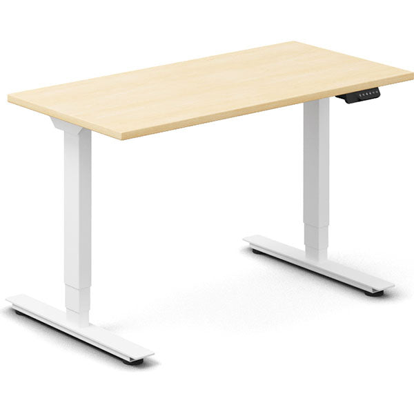 Ergoff Hæve-sænkebord DNA, Birk 1200x600 mm 2-ben/Hvid – Hæve/sænkeborde