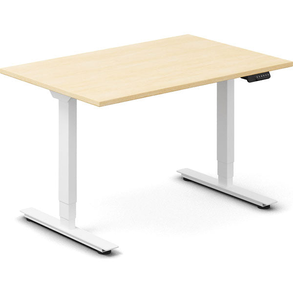 Ergoff Hæve-sænkebord DNA, Birk 1200x800 mm 2-ben/Hvid – Hæve/sænkeborde