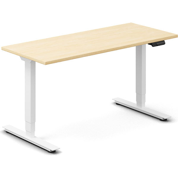 Ergoff Hæve-sænkebord DNA, Birk 1400x600 mm 2-ben/Hvid – Hæve-sænkeborde