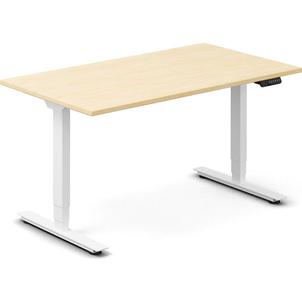 Ergoff Hæve-sænkebord DNA, Birk 1400x800 mm 2-ben/Hvid – Hæve-sænkeborde