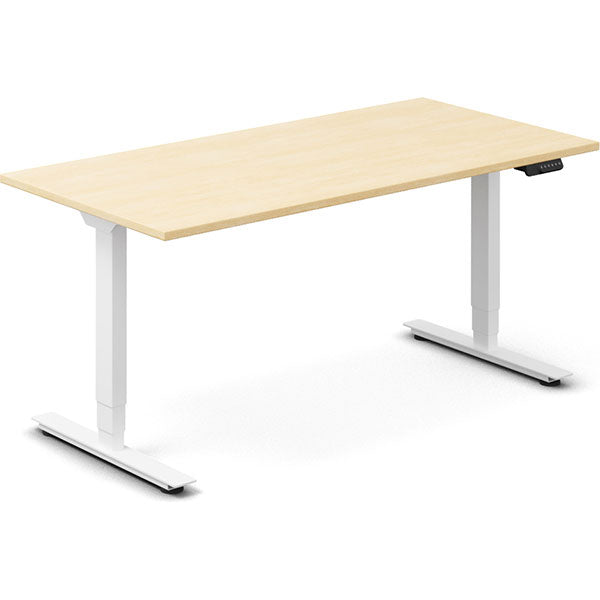 Ergoff Hæve-sænkebord DNA, Birk 1600x800 mm 2-ben/Hvid – Hæve/sænkeborde