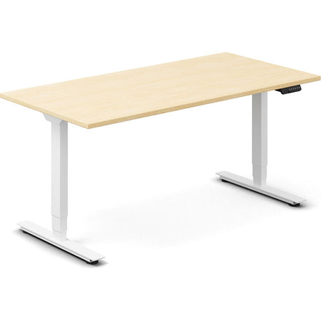 Ergoff Hæve-sænkebord DNA, Birk 1600x800 mm 2-ben/Hvid – Hæve/sænkeborde